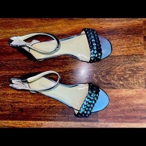 Size 6M Enzo Angiolini metallic silver sandals